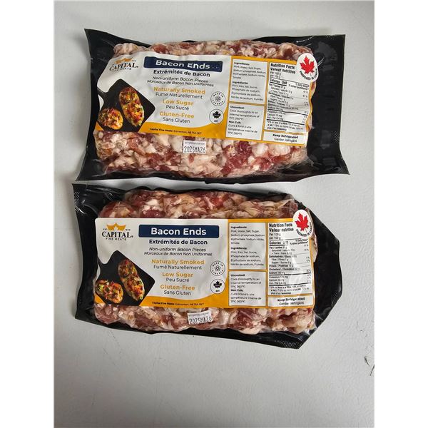 Naturally Smoked Gluten-Free Bacon Ends – 2 x1Kg Packs, Made in Canada