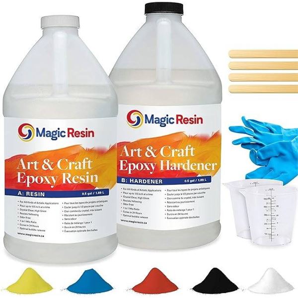 Magic Resin Art & Craft Epoxy Resin, 1 Gallon Kit With Accessories