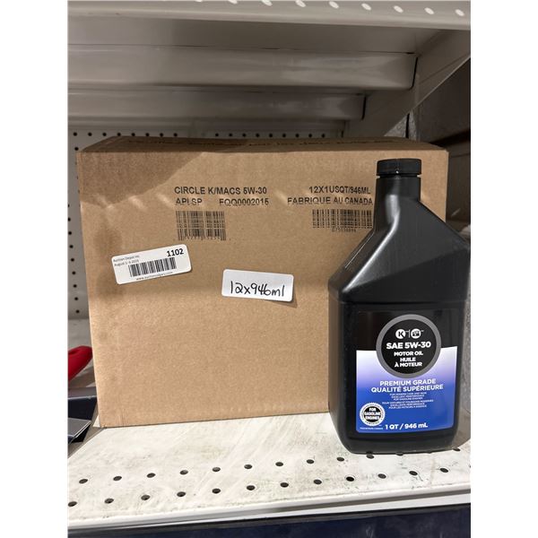 SAE 5W-30 Motor Oil, Premium Grade, 1 QT (946 mL) – Case of 12