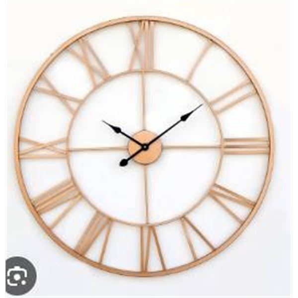 Metal Wall Clock with Roman Numerals and Outer Ring Design, 60.5 x 61.5 cm