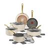 Image 1 : T-fal Preserve Ceramic Non-Stick Cookware, 13 Piece Cookware Set, Almond Butter