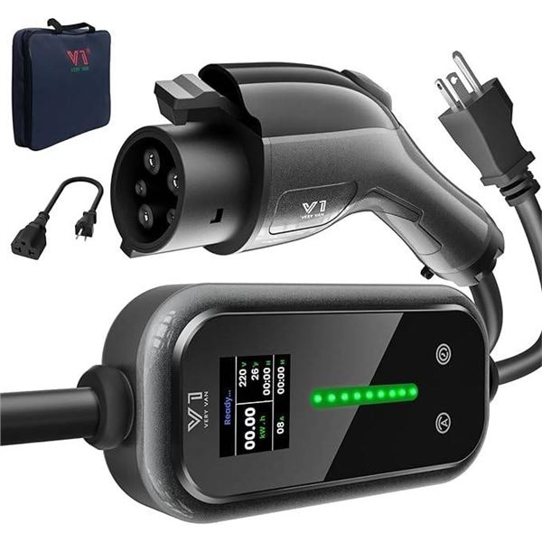 Very Van Portable Level 1&2 EV Charger, 16A Electric Vehicle Charger with 25FT Extension Cable, NEMA
