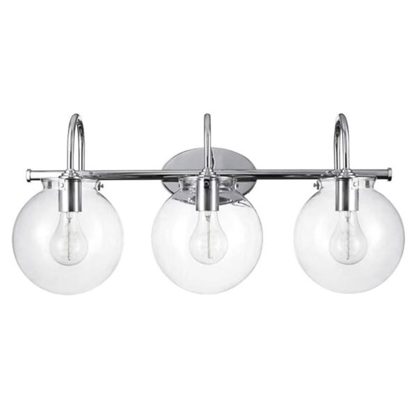 Globe Electric Milan 3-Light Vanity Fixture with Chrome Finish