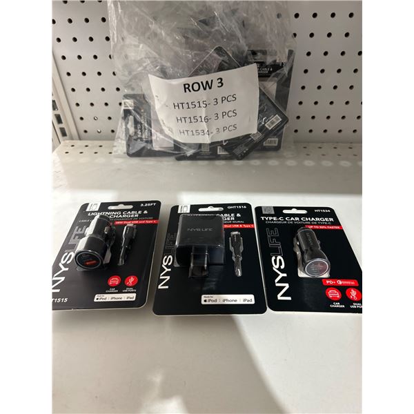Lot of 9  Assorted NYS Lightning and Type-C Charging Accessories