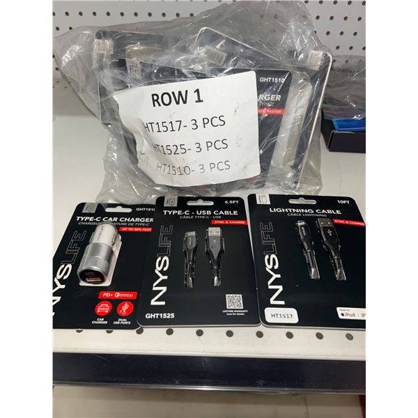 Lot of 9 Assorted NYS Life 10ft Lightning Cables & Accessories