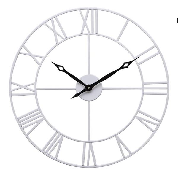 Large Wall Clock, 24″ Round Oversized Ancient Roman Numeral Style Home Décor Analog Metal C