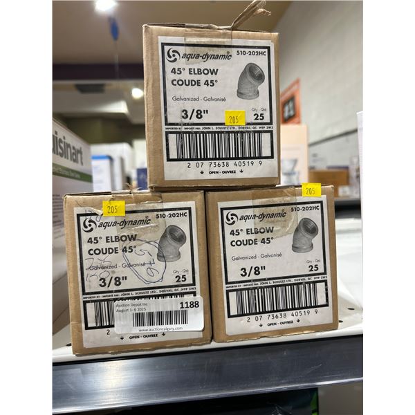 Aqua-Dynamic 45-Degree Elbow Coude, 3/8-Inch, 510-202HC Lot of 75pcs
