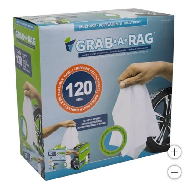 Grab-A-Rag Washable Microfibre Rags, 120-count