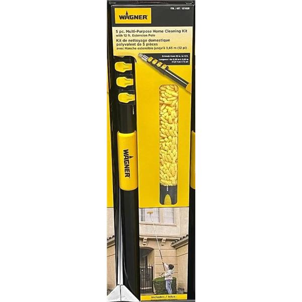 Wagner 5 pc Multi-Purpose Home Cleaning Kit with 12 ft Extension Pole