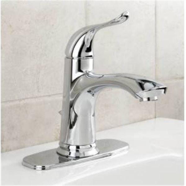 Project Source Qino Bathroom Faucet with Deck Plate and Drain – Chrome