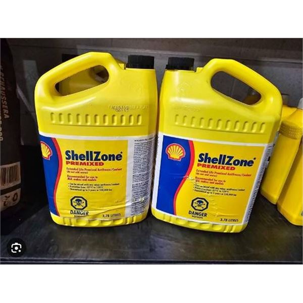 Lot of 4 -ShellZone Premixed Extended Life Antifreeze/Coolant, 3.78 Litres Each