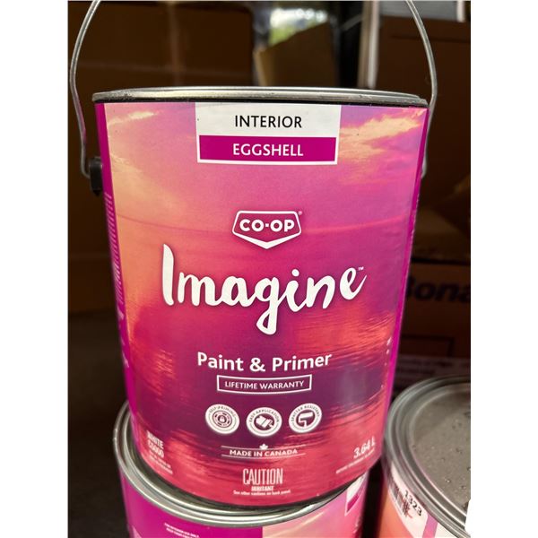 Co-op Imagine Interior Paint & Primer, Eggshell White C5000, 3.64L (Lot of 3)