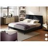 Image 1 : NatuzziGroup Leather Queen Bed, Black – **2 large boxes**