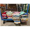 Image 1 : Fabric Bolts and Framed Items on Cart