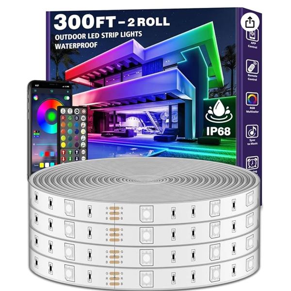 Outdoor LED Strip Lights Waterproof Multicolor Set 300ft