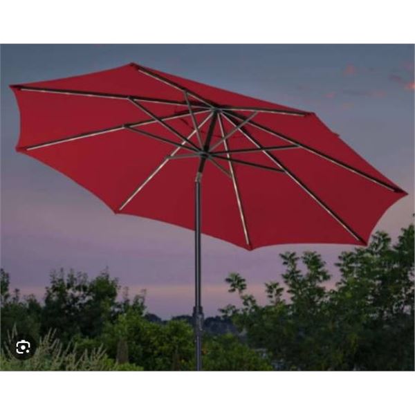 Red Folding umbrella With Solar Battery Kit and Accessories