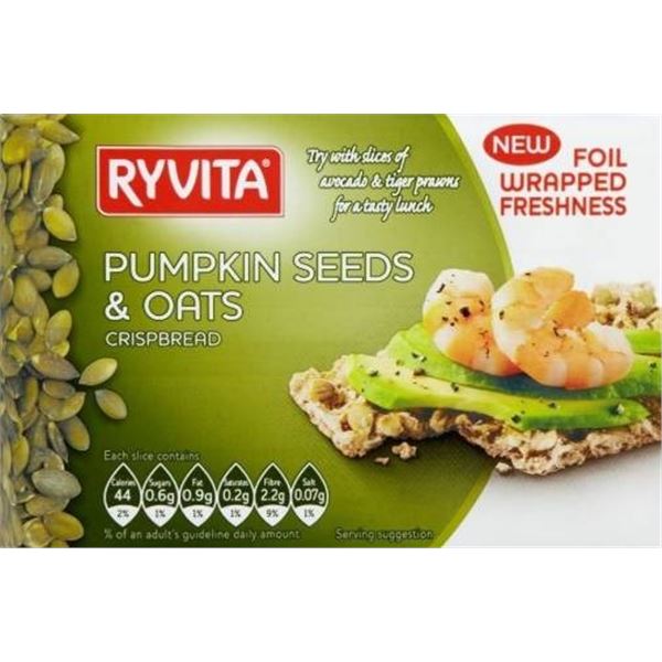 Ryvita Rye Crispbread Pumpkin Seeds And Oats 200g (10 Pieces)