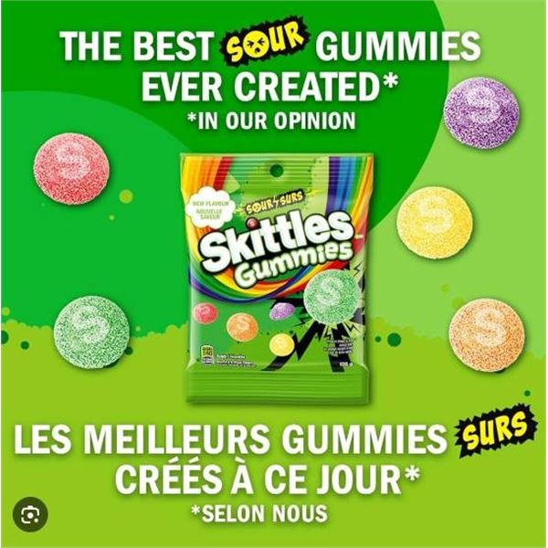 Skittles Gummies Sour 130g Bag, Pack of 12