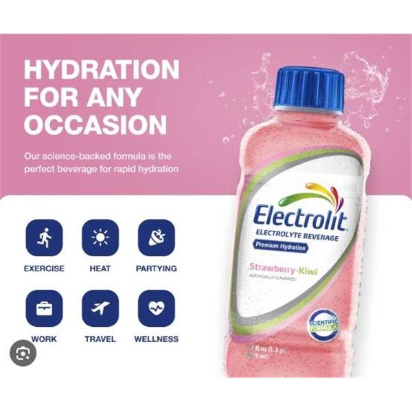 Electrolit Electrolyte Beverage, Strawberry-Kiwi Flavor, 625 ml