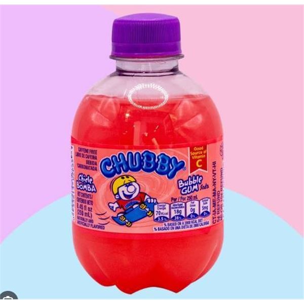 Chubby Bubble Gum Soft Drink Lot of 24 x 250ml Bottles