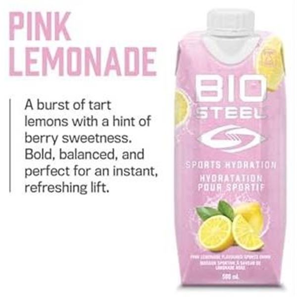 BioSteel Sports Hydration 12-Pack, Pink Lemonade, 500ml Each