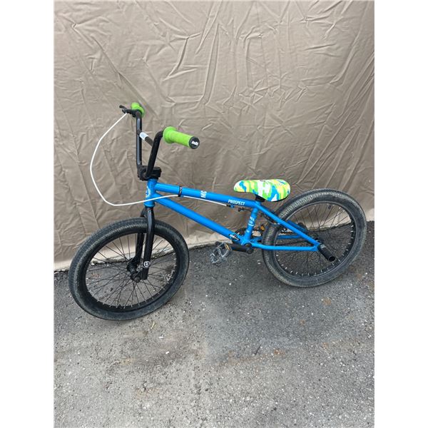 Prospect Blue BMX-Style Bicycle with Green Accents and 20-Inch Wheels