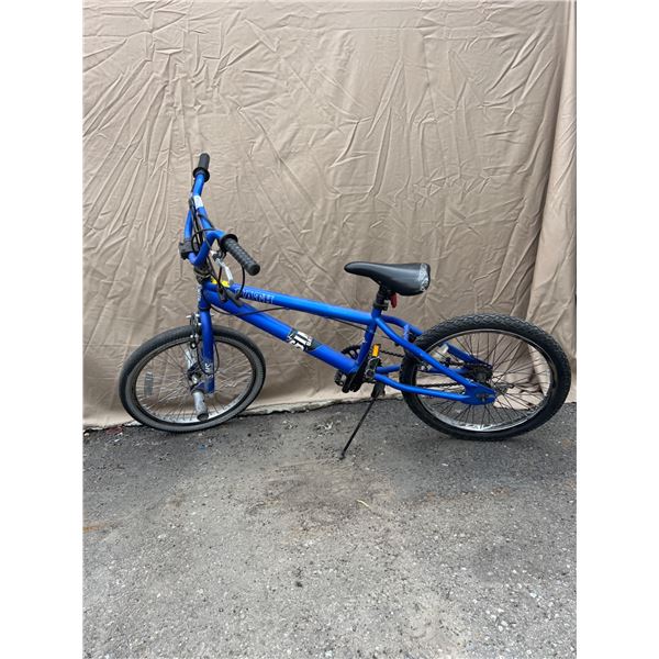 Blue BMX-Style Bicycle With Steel Frame and Pegs