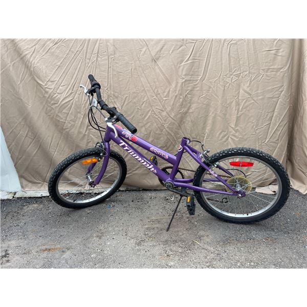 Purple Triumph Angel Kids’ Bicycle with 20-Inch Tires and Suspension Fork