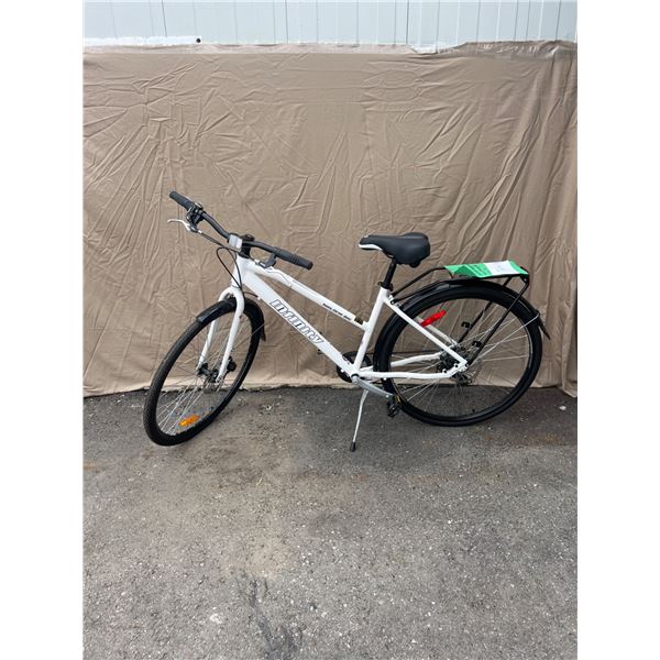 Infinity White Hybrid Bicycle With Shimano Components and Kickstand