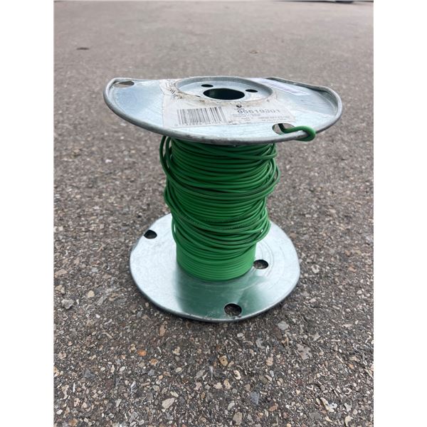 Roll of Green Electrical Wire on Metal Spool, Type THHN, 20 AWG