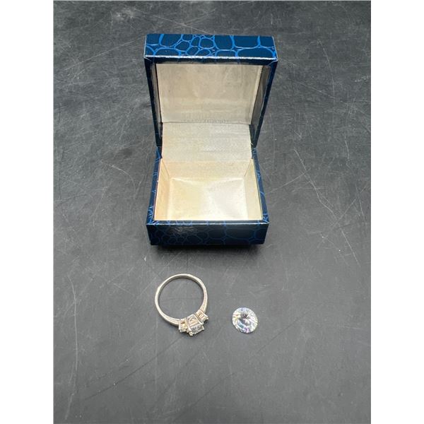 Three-Stone Engagement Ring Setting with Separate Loose Gems