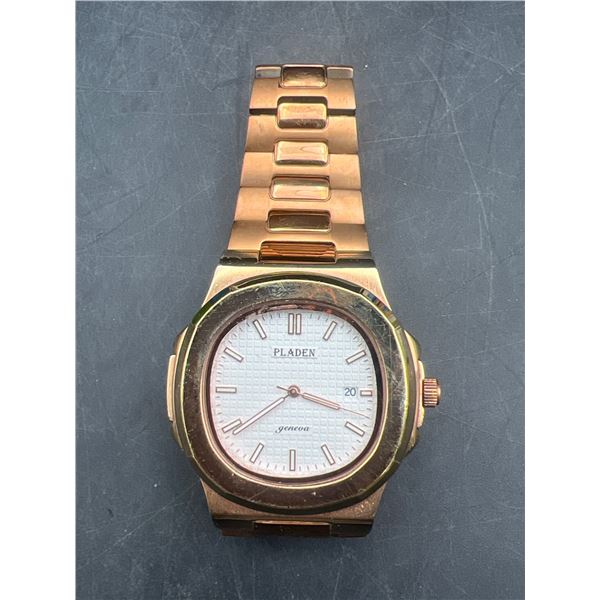 Pladen Stainless Steel Quartz Watch with Date Feature