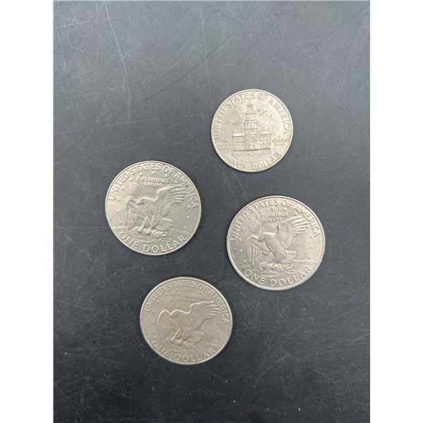 4 Eisenhower One Dollar Coins – Various Years and Designs