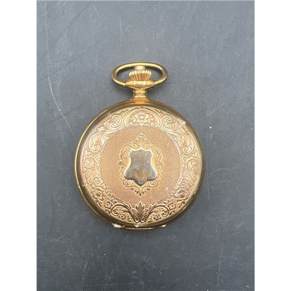 Gold-Tone Mechanical Pocket Watch with Open Case Design