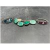 Image 1 : Three Jewelry Items Featuring Green Cabochon and Floral Designs