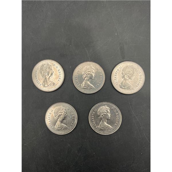 LOT of 5 Canadian 1 Dollar Coins – various years