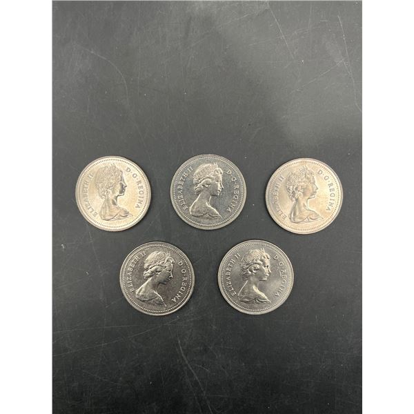 5 Canadian 25-Cent Coins Featuring Queen and Voyageur Designs