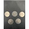 Image 2 : 5 Canadian 25-Cent Coins Featuring Queen and Voyageur Designs