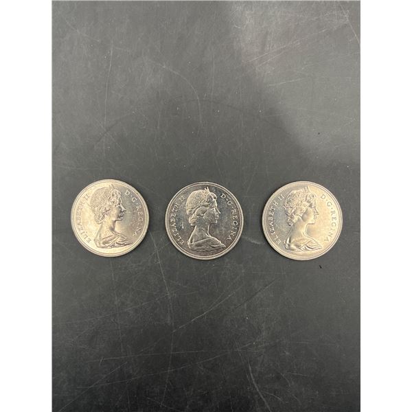 Three British Columbia Centennial Canadian Silver Dollars – 1966