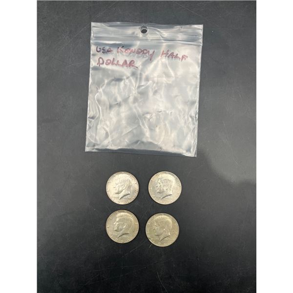 4 USA Kennedy Half Dollar Coins, 1967