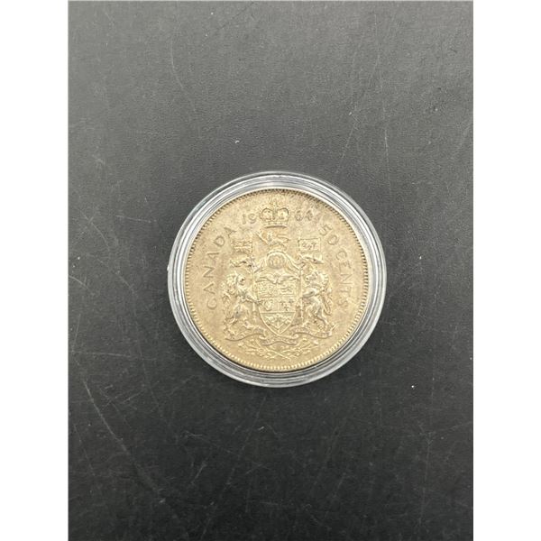 1964 Canadian 50-Cent Coin with Elizabeth II Portrait