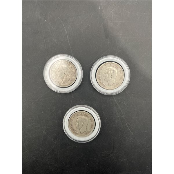 Canada series vintage silver half dollars lot of 3- 1937-1939