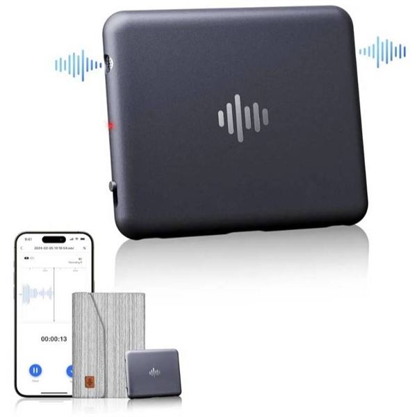IZYREC 32GB Grey Voice Recorder w/Grey Case, Smart Digital Recorder w/AI Noise Cancelling