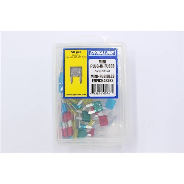Dynaline DYN 00141 Mini Plug-In Fuses, 50 Pieces Each Lot of 2