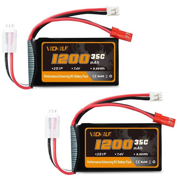 VICMILE 1200mAh LiPo Battery Pack with PH2.0 Plug USB Charger