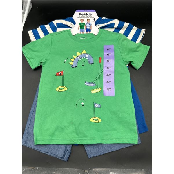 Pekkle 4T Clothing Set of 2 Tops and 2 Shorts, 4 Pieces