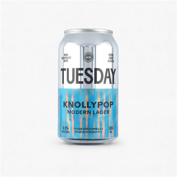 4-Pack Tuesday Knollypop Non-Alcoholic Modern Lager, 355 mL Lot of 3