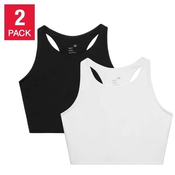 GapFit 2-Pack Tank Bra, Size S/P, Black and White