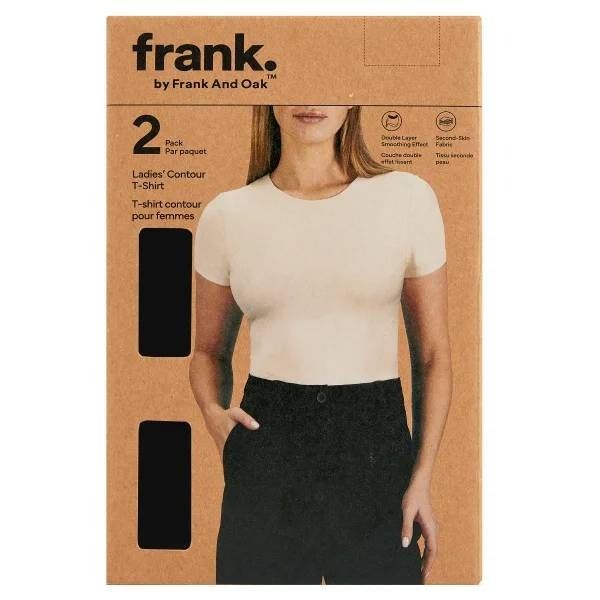 Frank By Frank And Oak Ladies’ Smoothing Contour T-Shirt L/G, 2-Pack