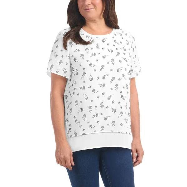 Hilary Radley Women’s Short Sleeve Floral Top, Size M/M